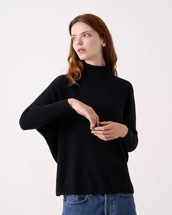 ABSOLUT CASHMERE CLARA ROLL NECK PONCHO SWEATER