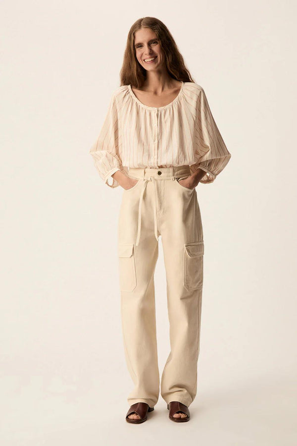 DES PETITS HAUTS TINA OATMEAL BLOUSE