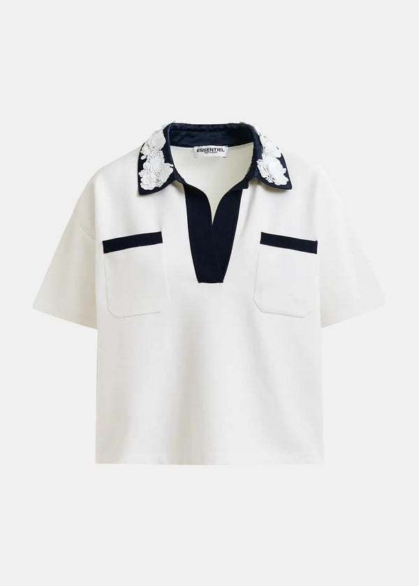 ESSENTIEL ANTWERP HOISEAU EMBELLISHED POLO TOP