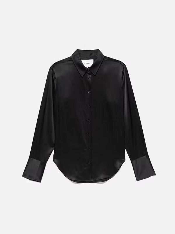 FRAME THE SILK STANDARD SHIRT IN BLACK