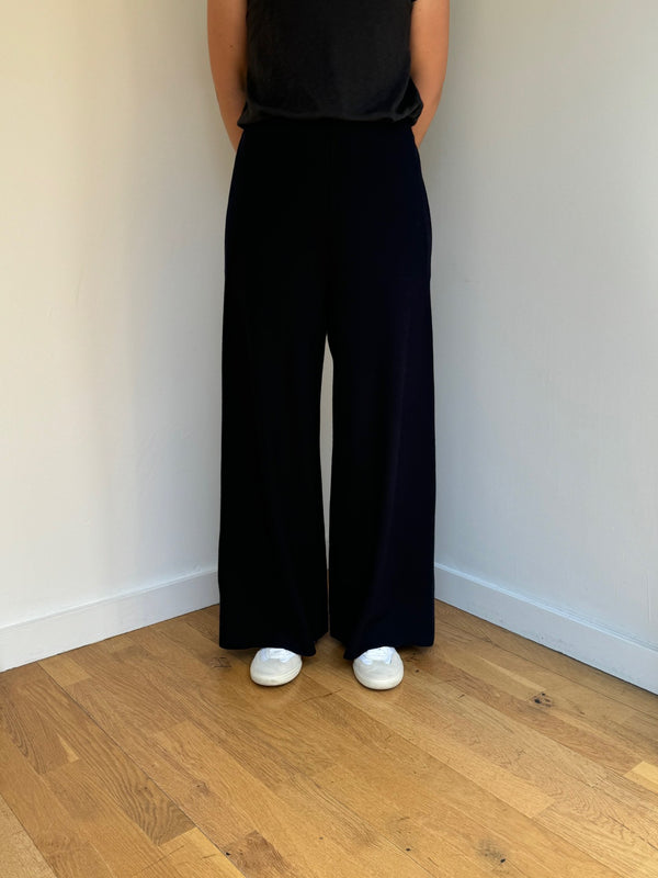 HARRIS WHARF WIDE LEG CROPPED MERINO TROUSERS