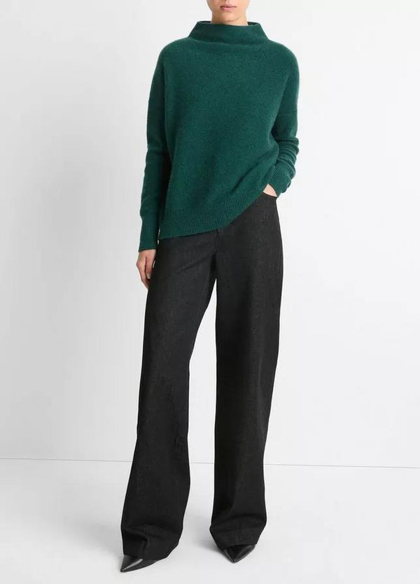 VINCE BOILED WOOL FUNNEL NECK JUMPER